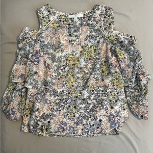 Fever ruffled cold-shoulder top